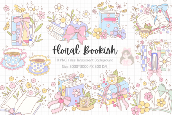 Bringing Stories to Life with Floral Bookish Clipart PNG