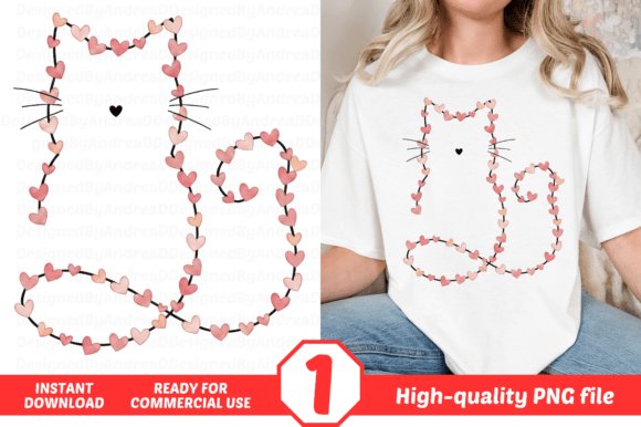 Cat Valentine Heart PNG: Your Go-To Sublimation Design