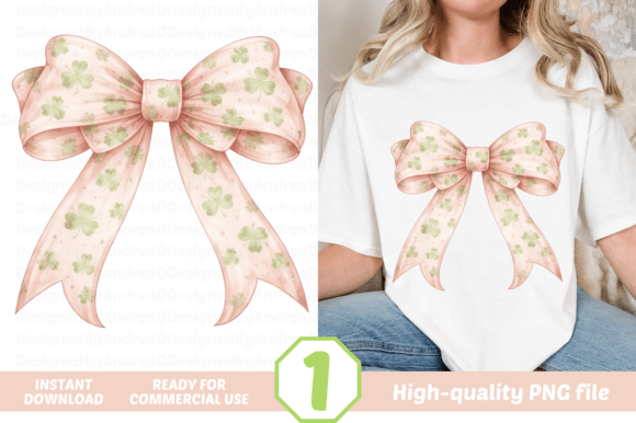 Celebrate St Patrick's Day with a Coquete Bow, Pink Clover, and Sublimation Design