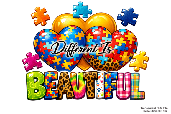 Different is Beautiful Autism PNG