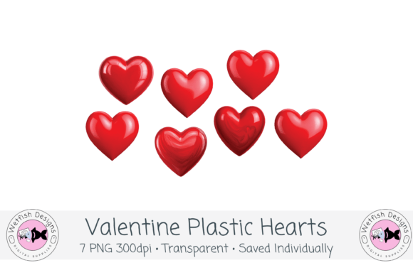 Elevate Your Valentine's Day Designs with Glossy Plastic Heart PNGs