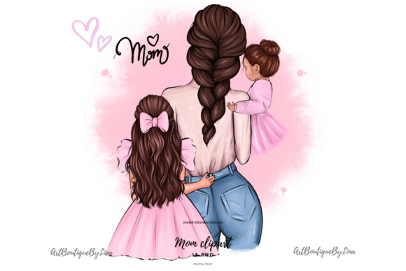 Elevating Brand Narratives with the Mother Two Daughters Clipart Aesthetic