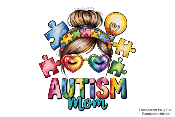 Expressing Identity and Advocacy with the Autism Mom Afro Messy Bun PNG