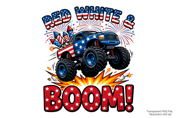 Patriotic Monster Truck 4th of July PNG Design